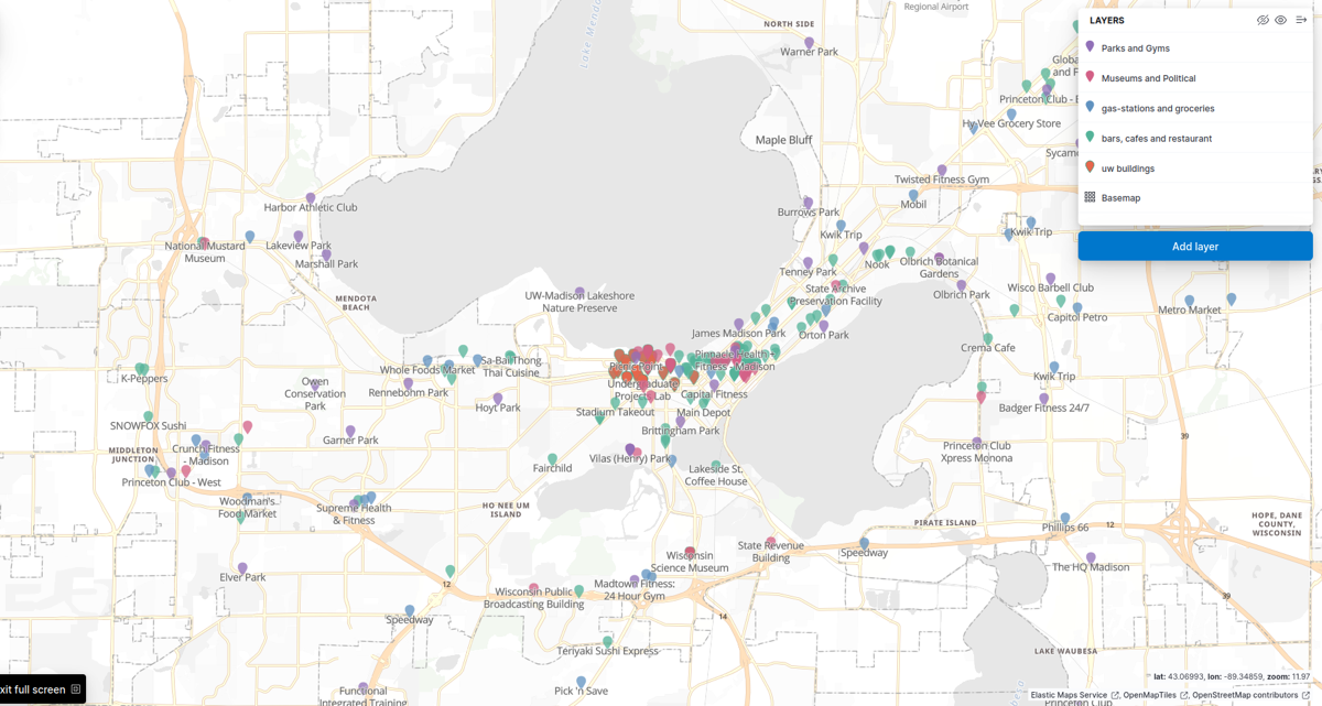 Madison interactive Kibana map